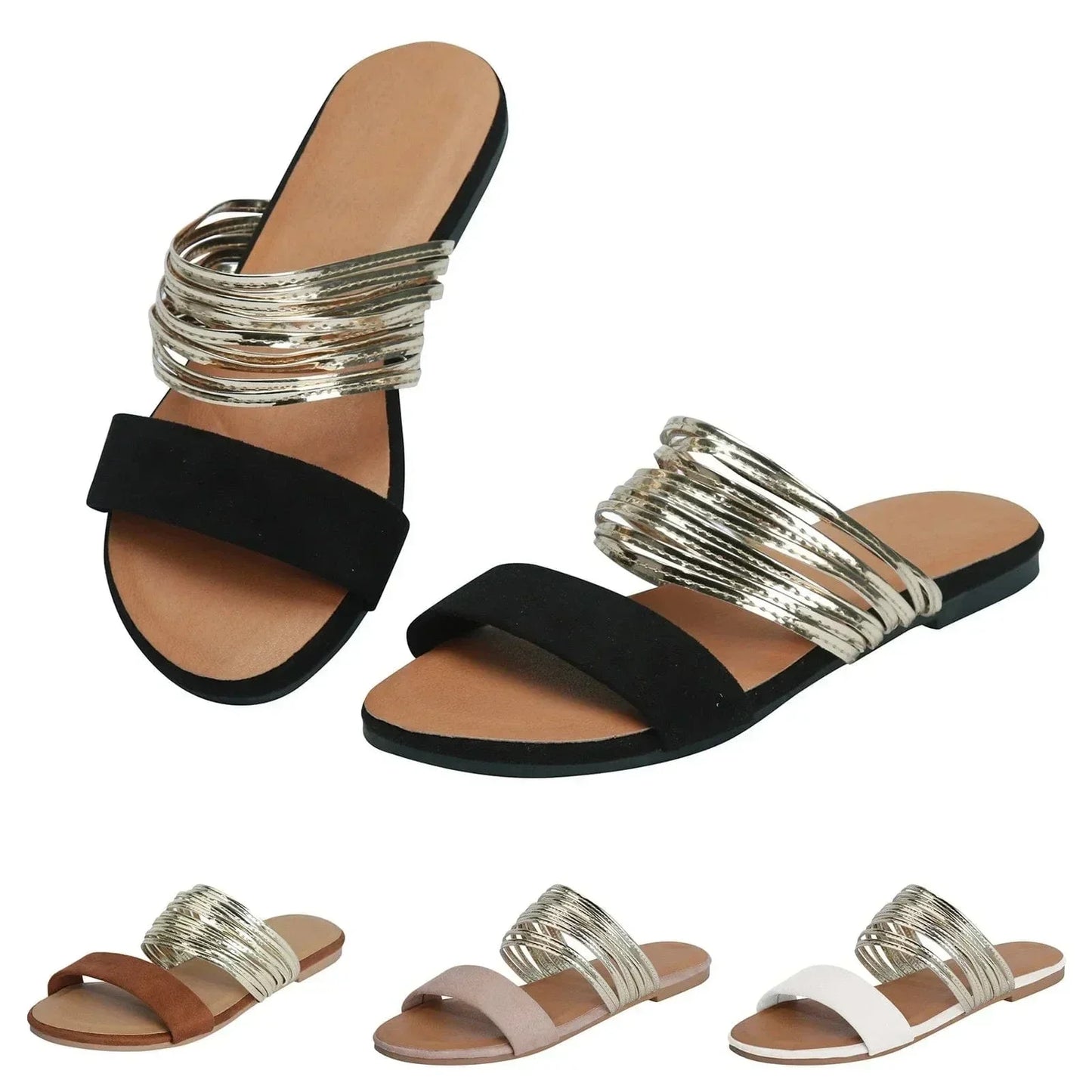 Comfortable Women's Slip-On Sandals with Decorative Straps