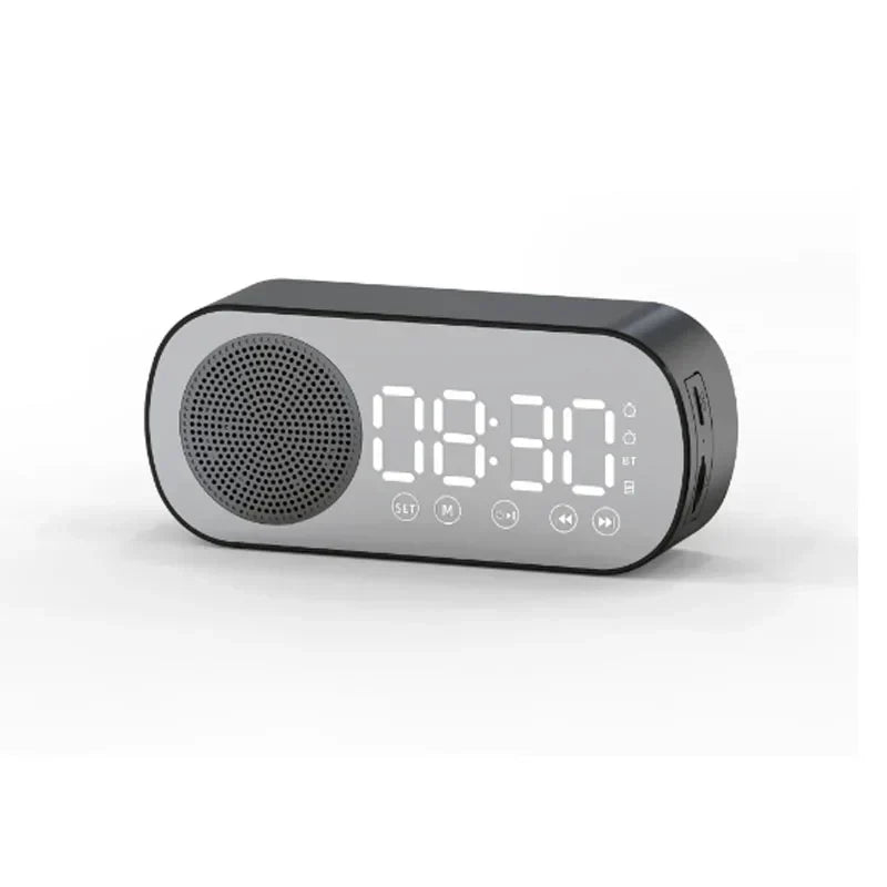 LED Mirror Alarm Clock with Bluetooth Speaker and FM Radio
