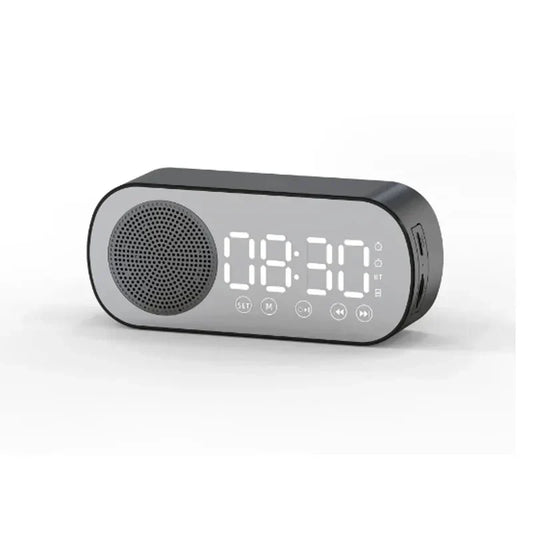 LED Mirror Alarm Clock with Bluetooth Speaker and FM Radio