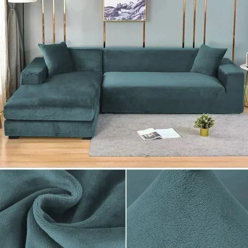 Stretch Velvet Sofa Cover for L-Shaped and Traditional Couches