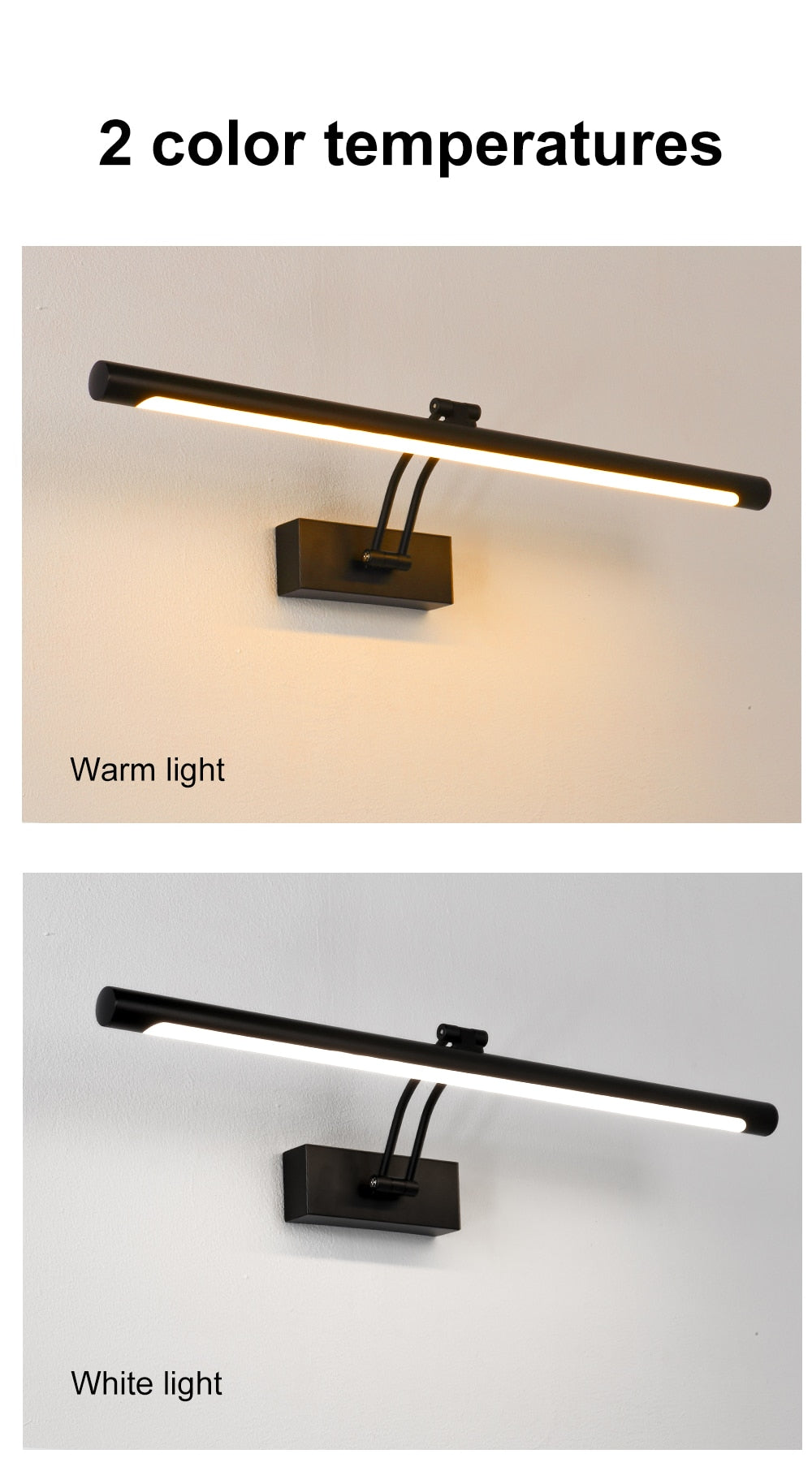 80-100cm Adjustable Black and Silver LED Wall Lamp