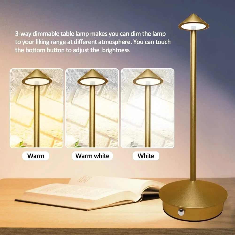 Rechargeable Touch LED Table Lamp with Modern Aluminum Design