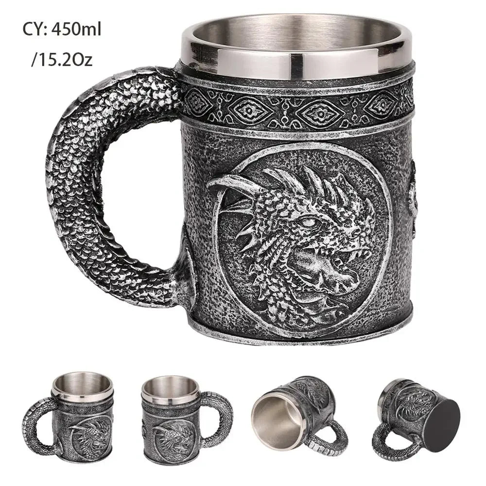 Medieval Dragon Resin and Stainless Steel Mug 600ml