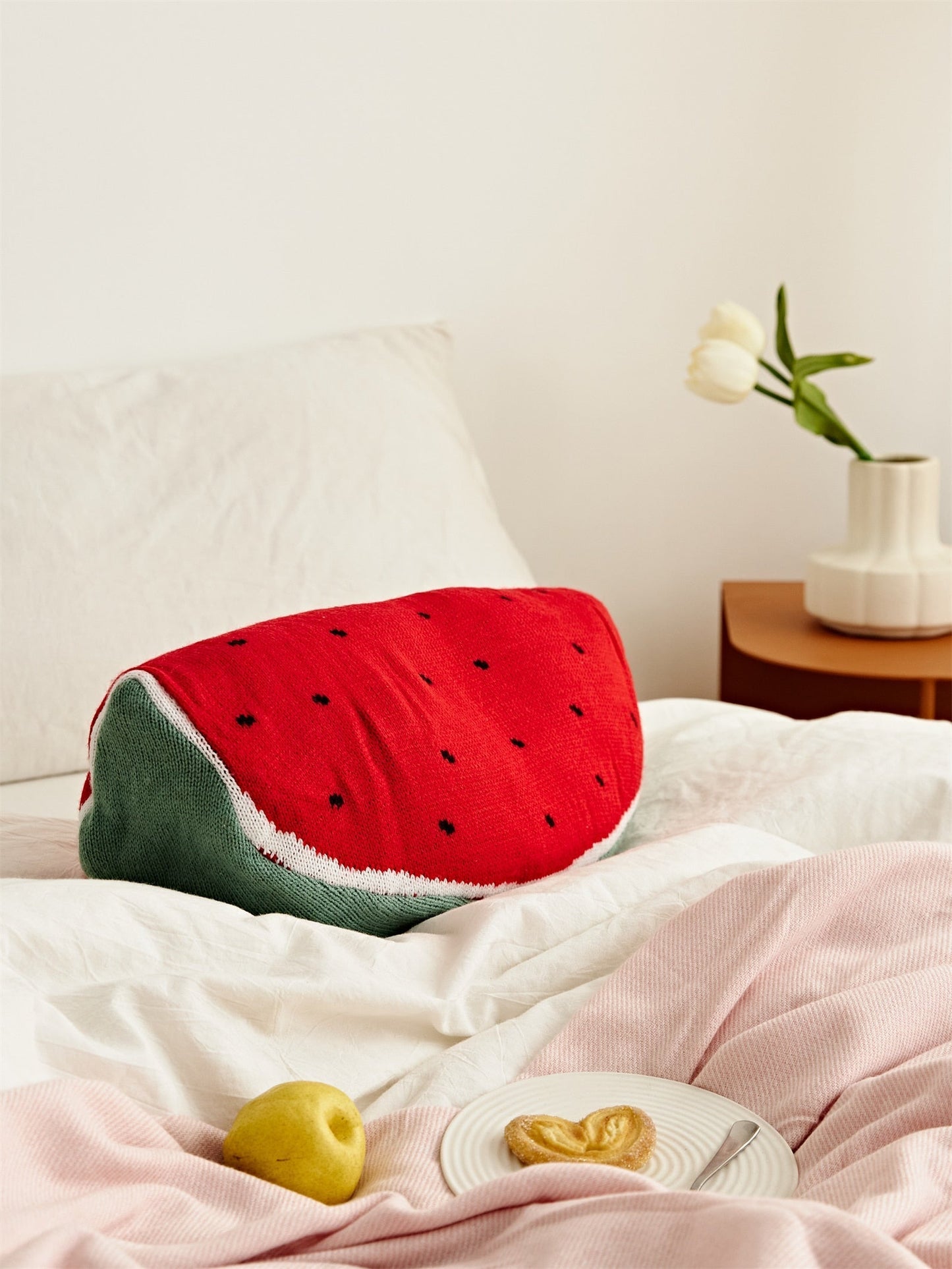 Fruit-Themed Knitted Cushion 8 x 16 Inch