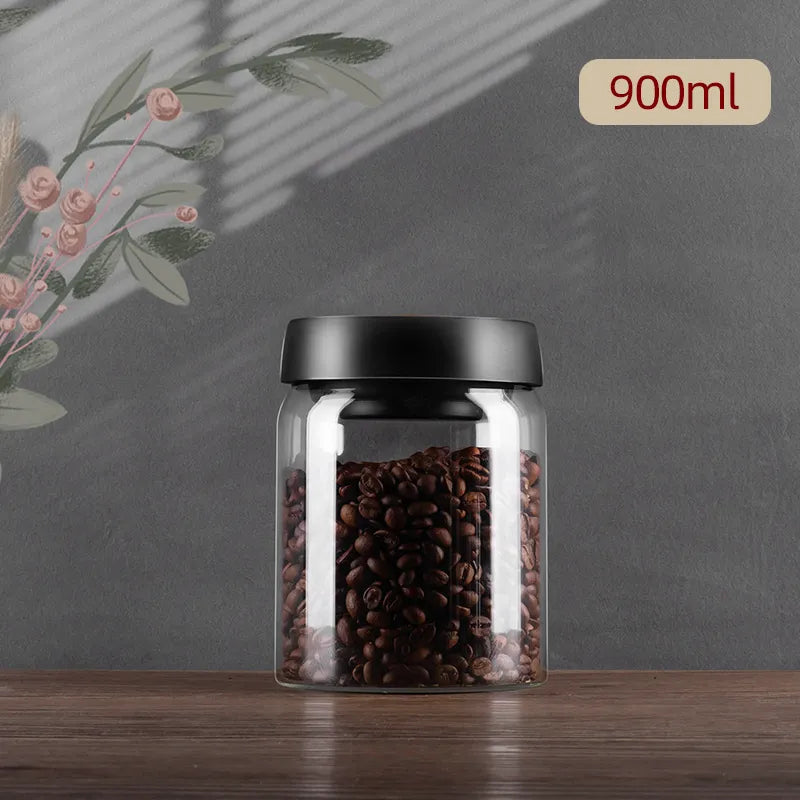 Airtight Glass Vacuum Sealed Canister for Coffee Beans and Food Storage