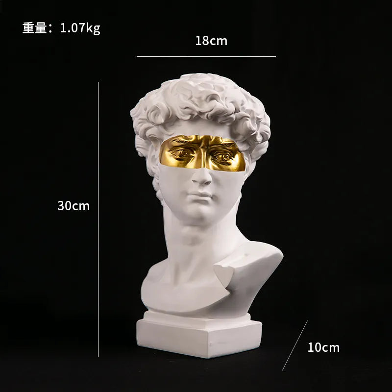 David Head Resin Bust Sculpture - Modern Abstract Art for Home Decor