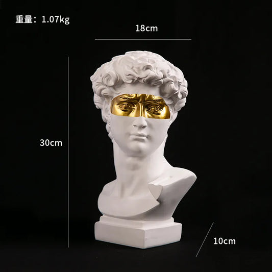 David Head Resin Bust Sculpture - Modern Abstract Art for Home Decor