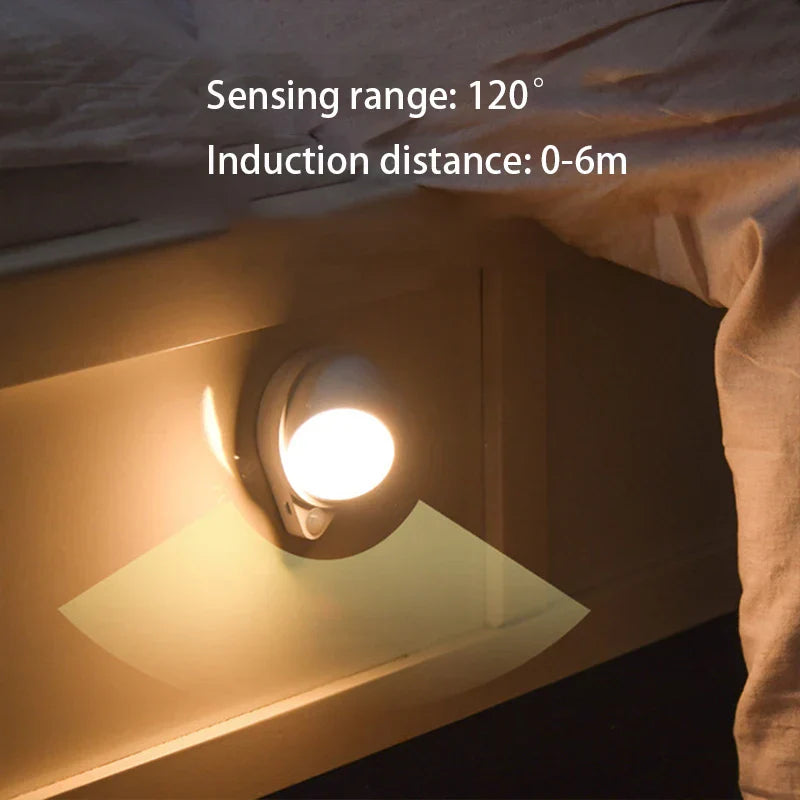 Intelligent 360° Rotatable LED Night Light with Motion Sensor and USB Rechargeable Battery