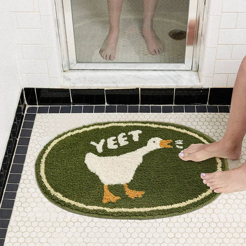 Handmade Cute Animal Bath Mat with Non-Slip Backing