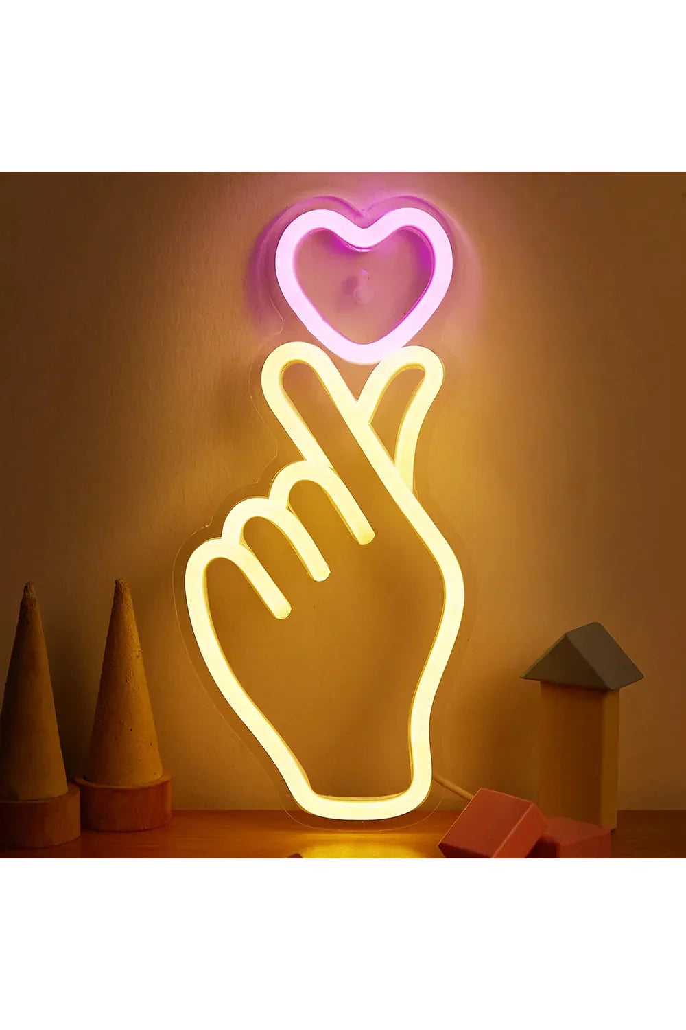 Hand Heart LED Neon Sign - Acrylic Wall Decor