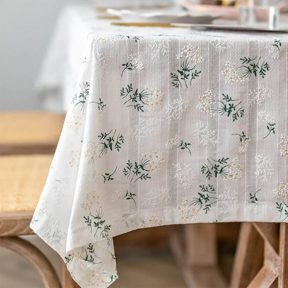 Floral Cotton Tablecloth in Rectangular and Round Shapes