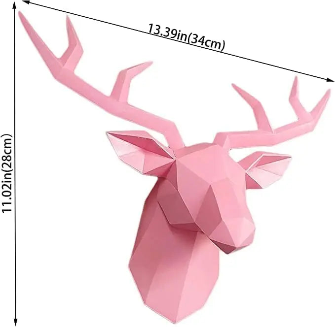 3D Geometric Deer Head Wall Sculpture in Resin