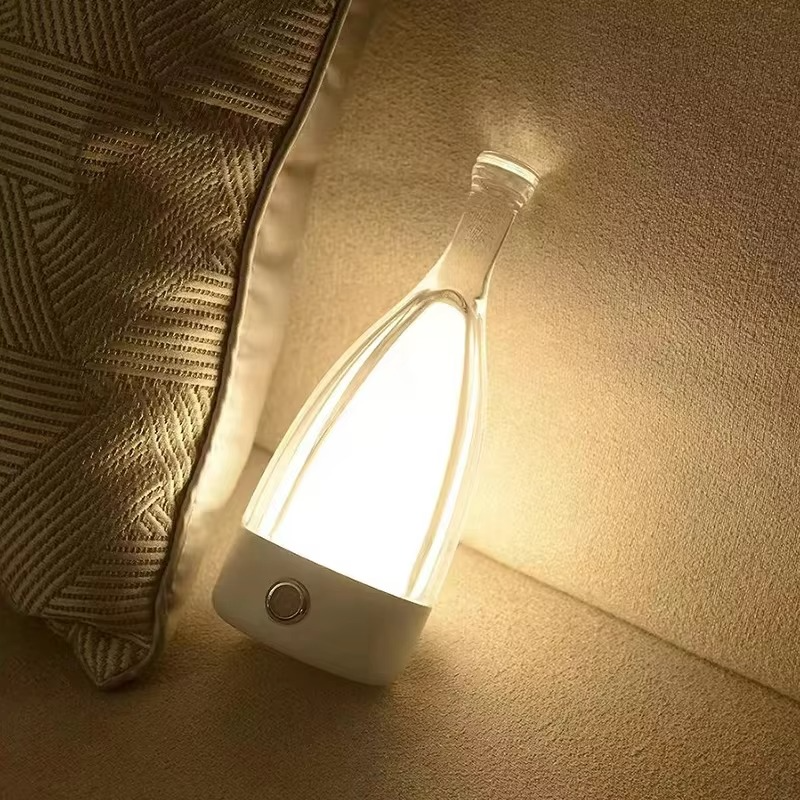 Rechargeable Wine Bottle Desk Lamp with Bluetooth Speaker