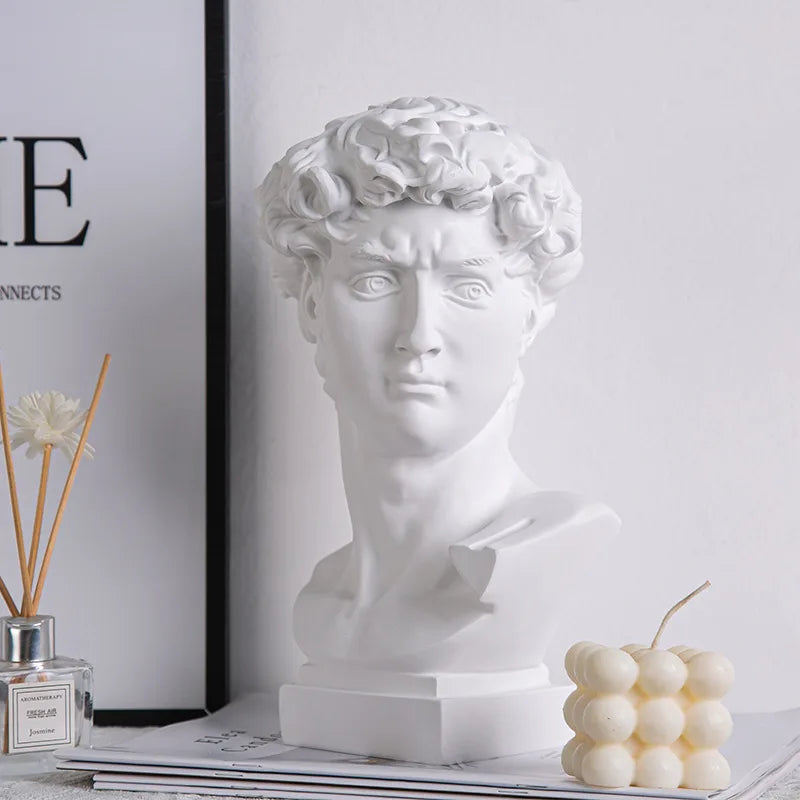 David Head Resin Bust Sculpture - Modern Abstract Art for Home Decor