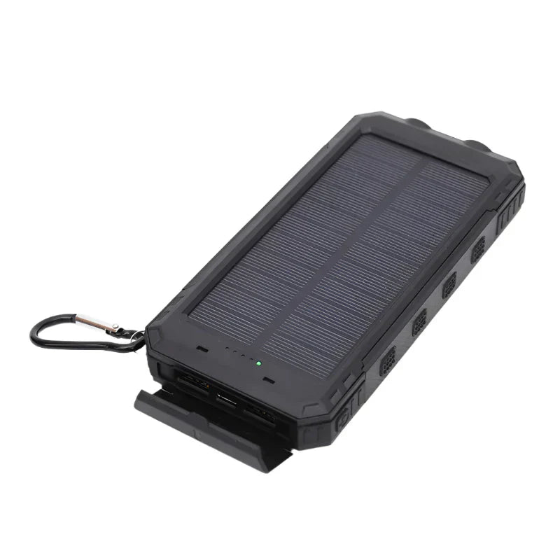 Portable Solar Power Bank with Fast Charging and Dual LED Flashlight