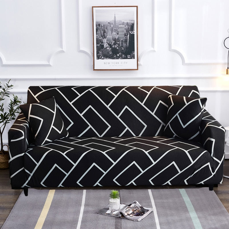 Non-Slip Colorful Elastic Sofa Cover for L-Shaped Sofas