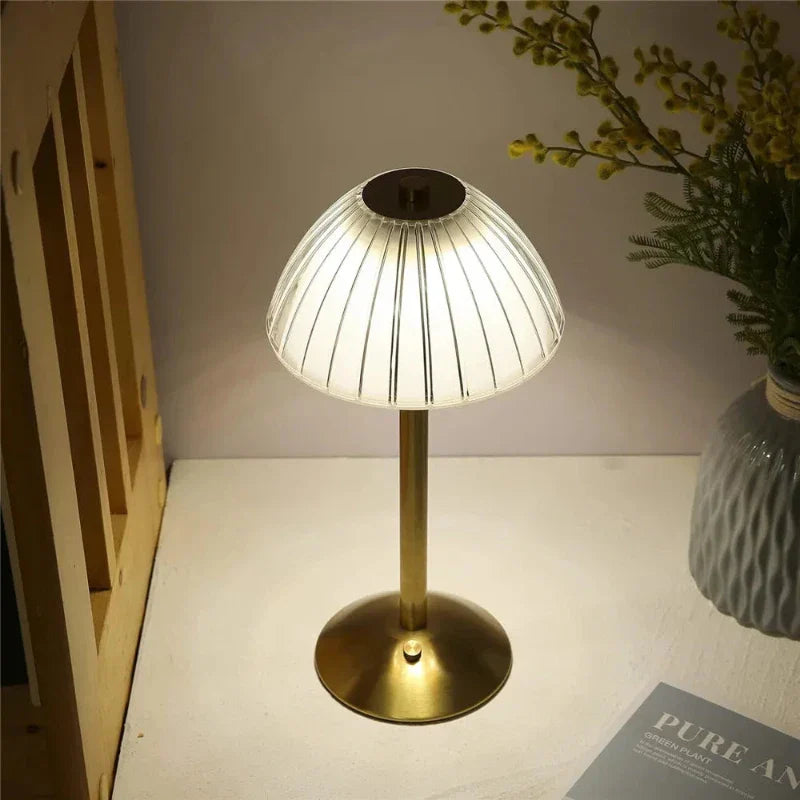 Cordless Dimmable LED Table Lamp with Crystal Design and Three Light Colors