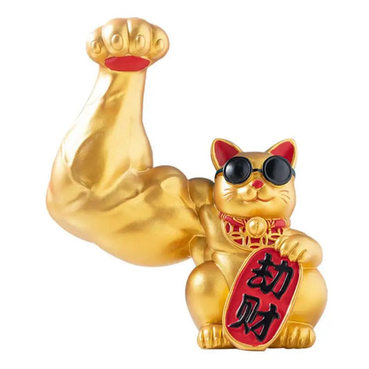 Golden Waving Cat Sculpture - Lucky Resin Home Decor