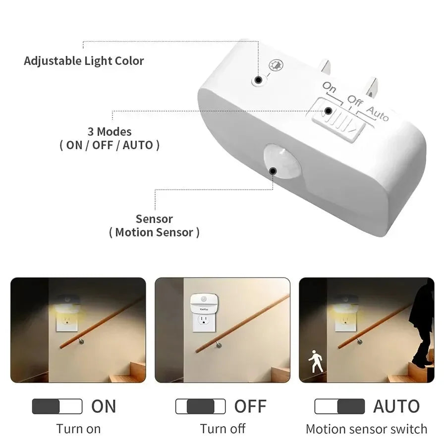 Dimmable LED Night Light with Motion Sensor - Warm & Cool White