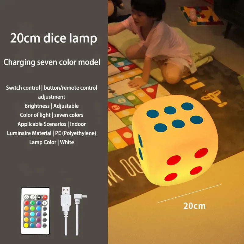 Dice-Shaped Bedside Table Lamp with Storage Drawers