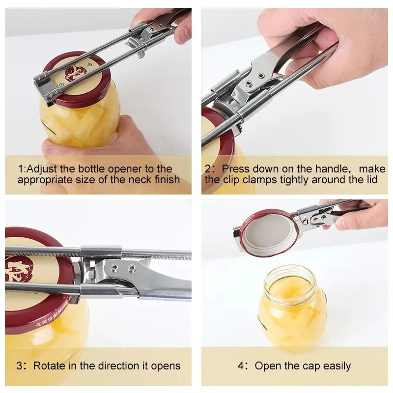 Adjustable Non-Slip Stainless Steel Bottle and Jar Opener