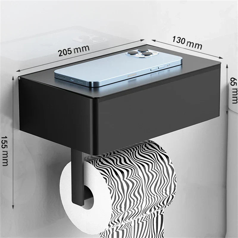 Elegant Metal Toilet Paper Holder in Black or Silver