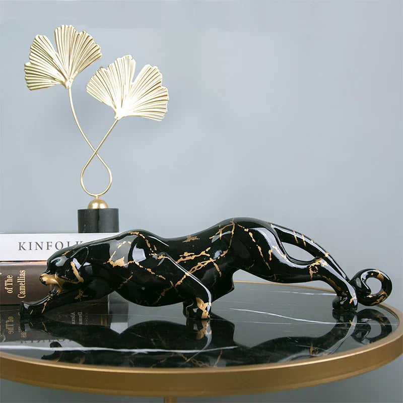 Jaguar Stone Sculpture - Elegant Carved Artwork
