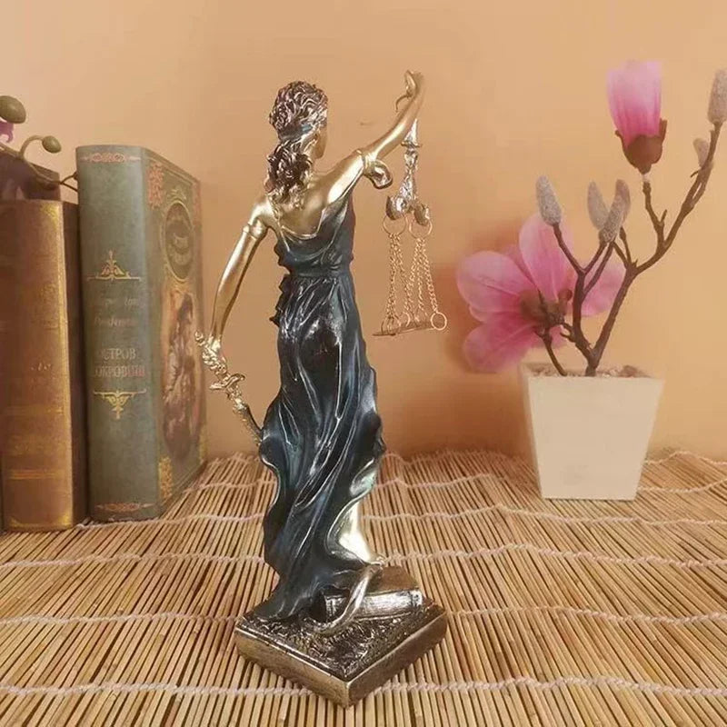 Antique Bronze Greek Goddess of Justice Statue