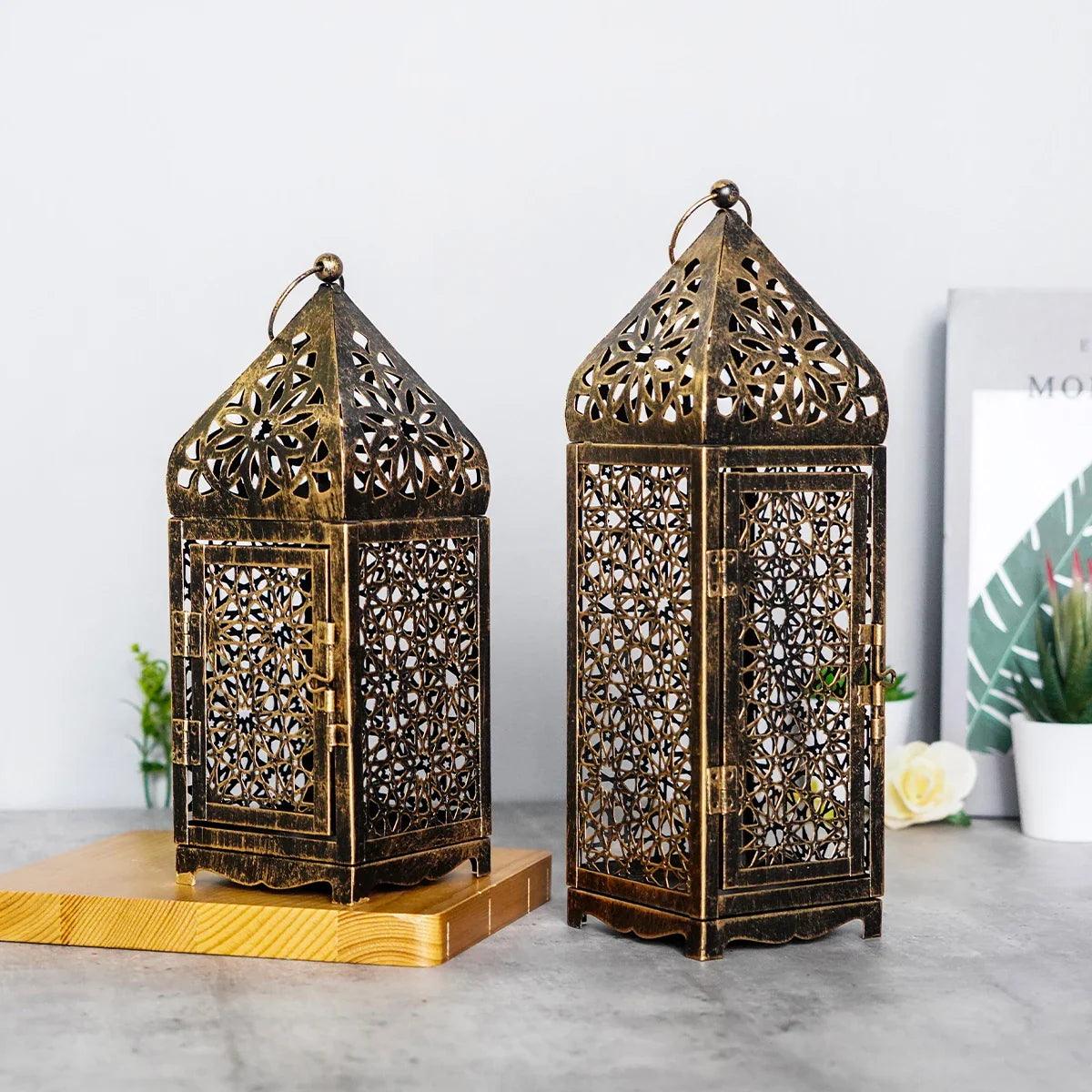 Vintage Oriental Lantern Candle Holder in Metal