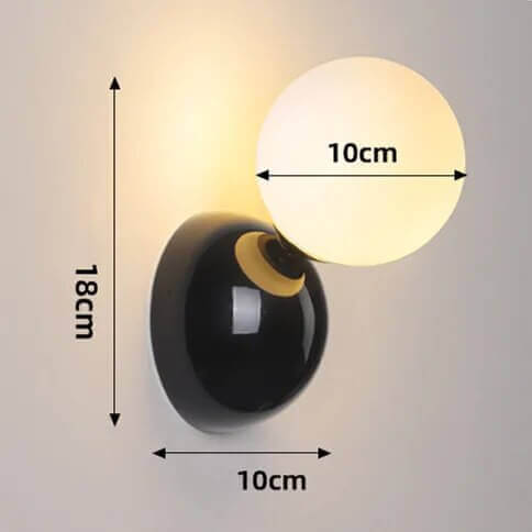 70s Retro Wall Light with Frosted Glass Orb in 3 Colors