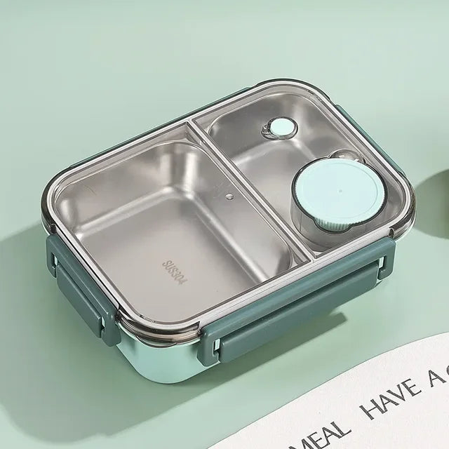 Insulated Stainless Steel Lunch Box with Divided Compartments
