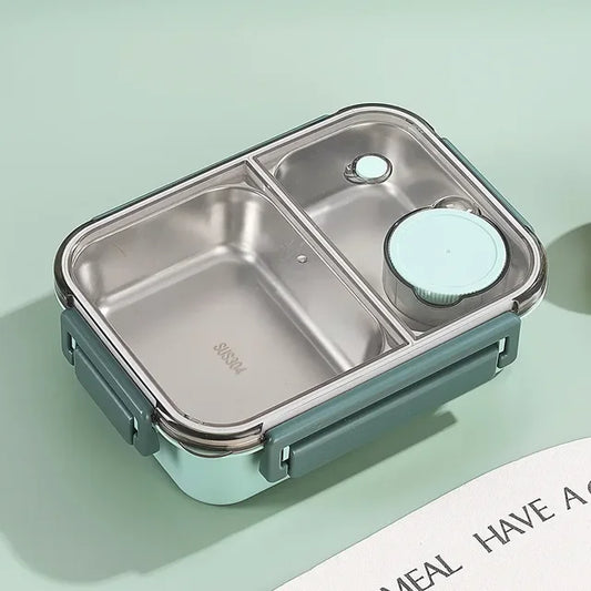 Insulated Stainless Steel Lunch Box with Divided Compartments
