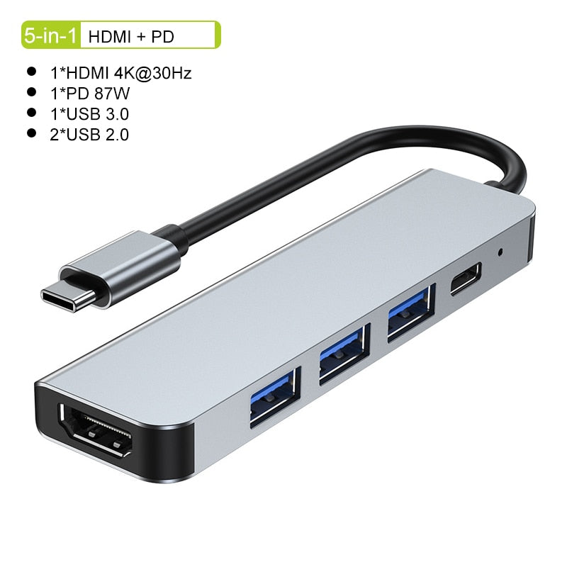 Thunderbolt 3 USB-C Hub with HDMI, PD, SD/TF Card Reader for MacBook Air M1 and iPad Pro