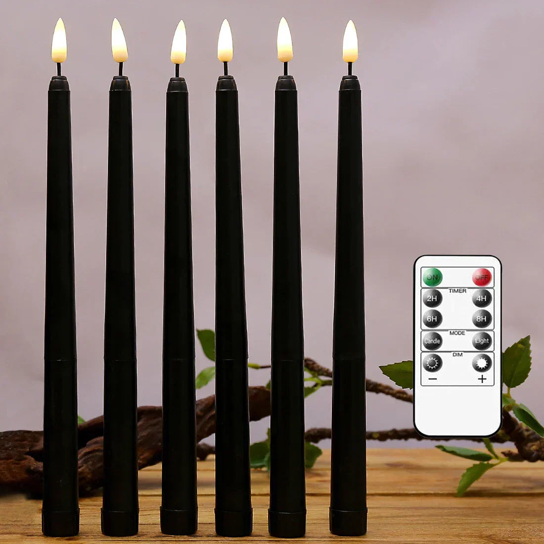 Black LED Flameless Candles with Remote Control