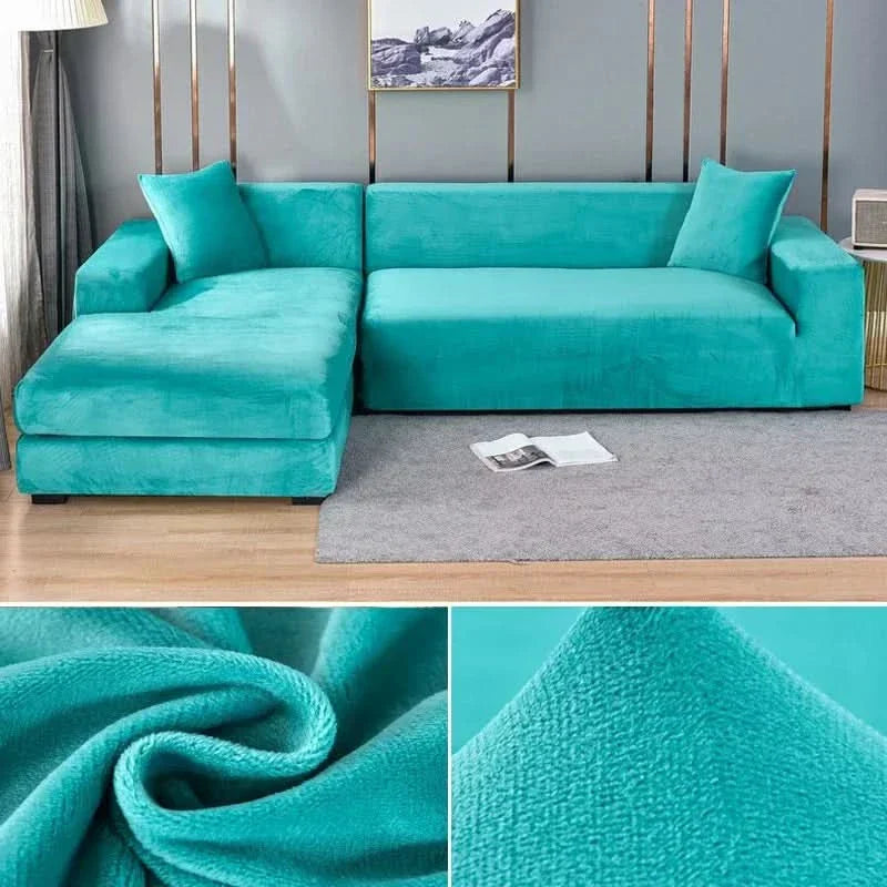 Stretch Velvet Sofa Cover for L-Shaped and Traditional Couches