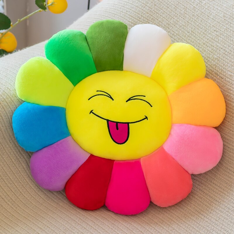 Colorful Round Sunflower Plush Seat Cushion