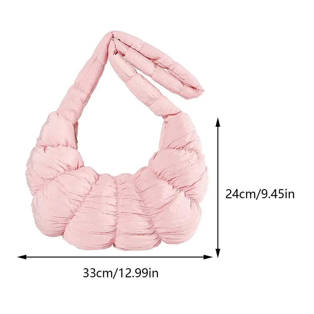Puff Croissant Shoulder Bag - Lightweight Nylon Tote