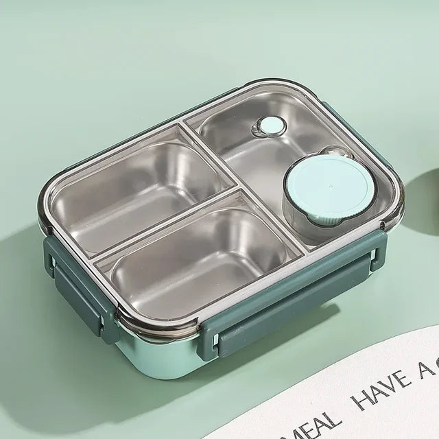 Insulated Stainless Steel Lunch Box with Divided Compartments