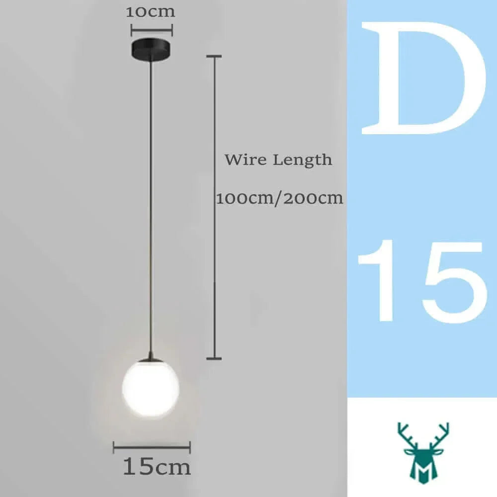 Mid-Century Modern Glass Ball Pendant Light with White Shade