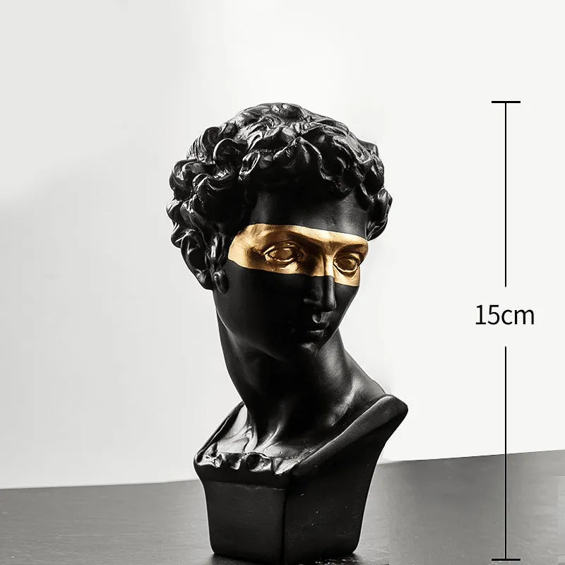 David Bust Sculpture in White Plaster for Home Decoration
