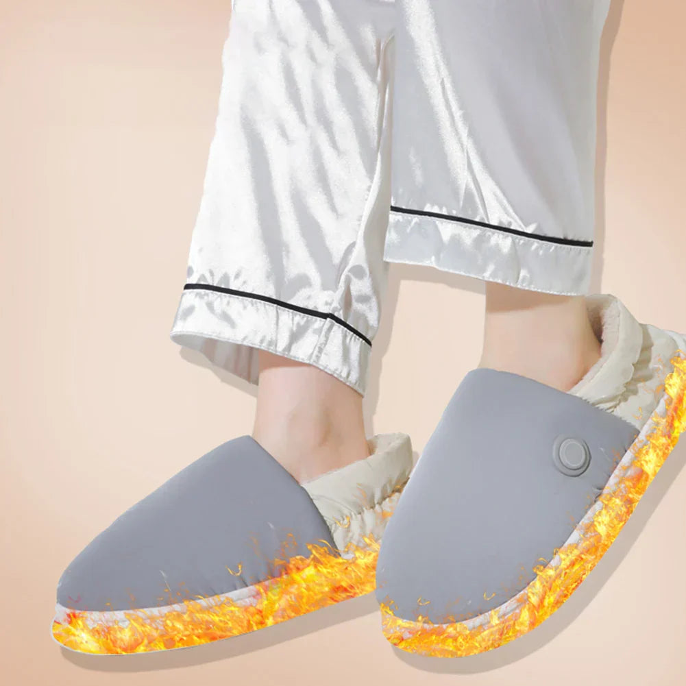 Heated Plush Slippers with Adjustable Temperature Settings