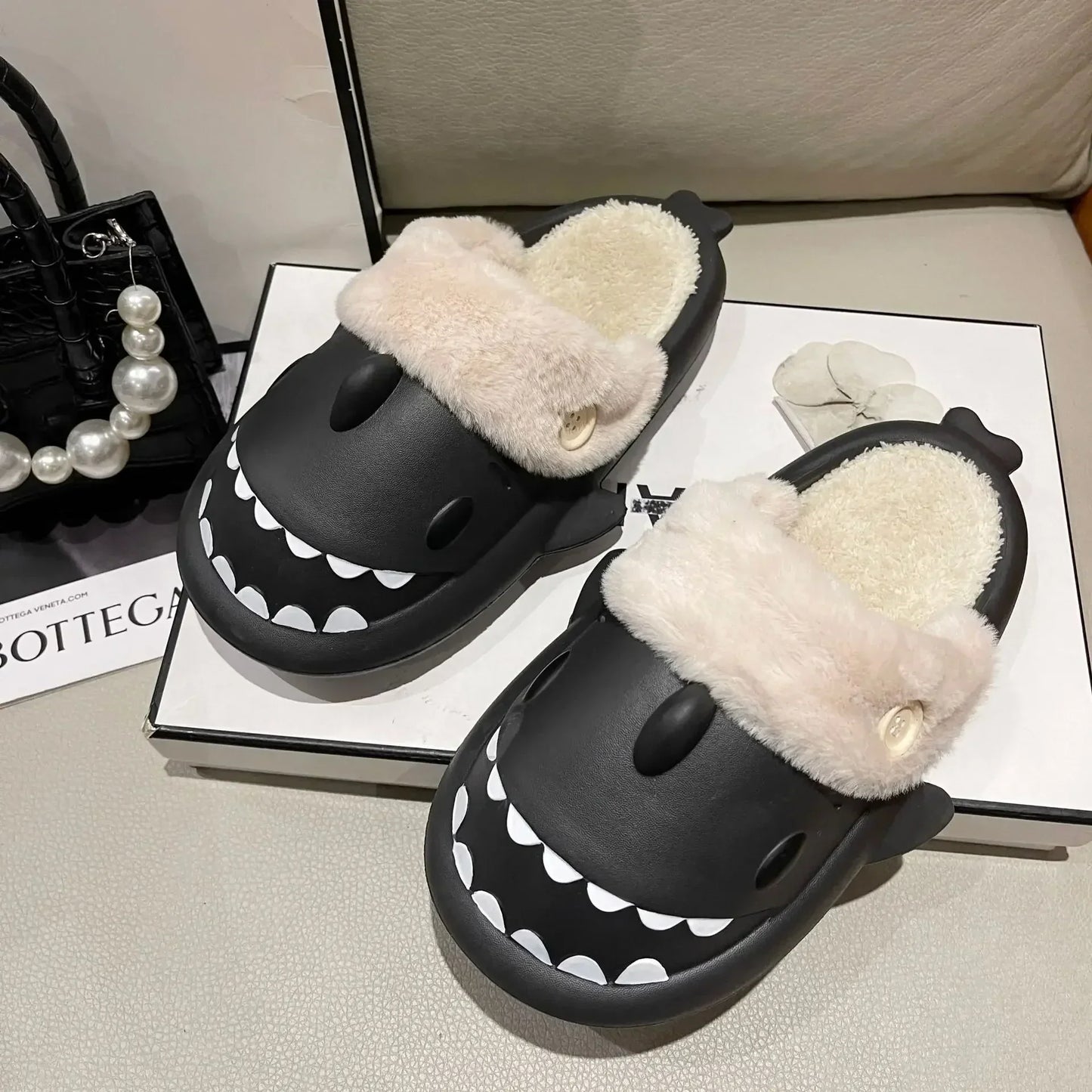 Funny Shark Cotton Slippers with Non-Slip Sole