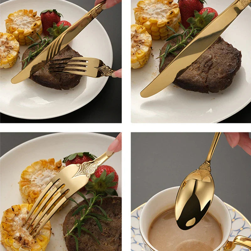 Gold-Plated Stainless Steel Cutlery Set