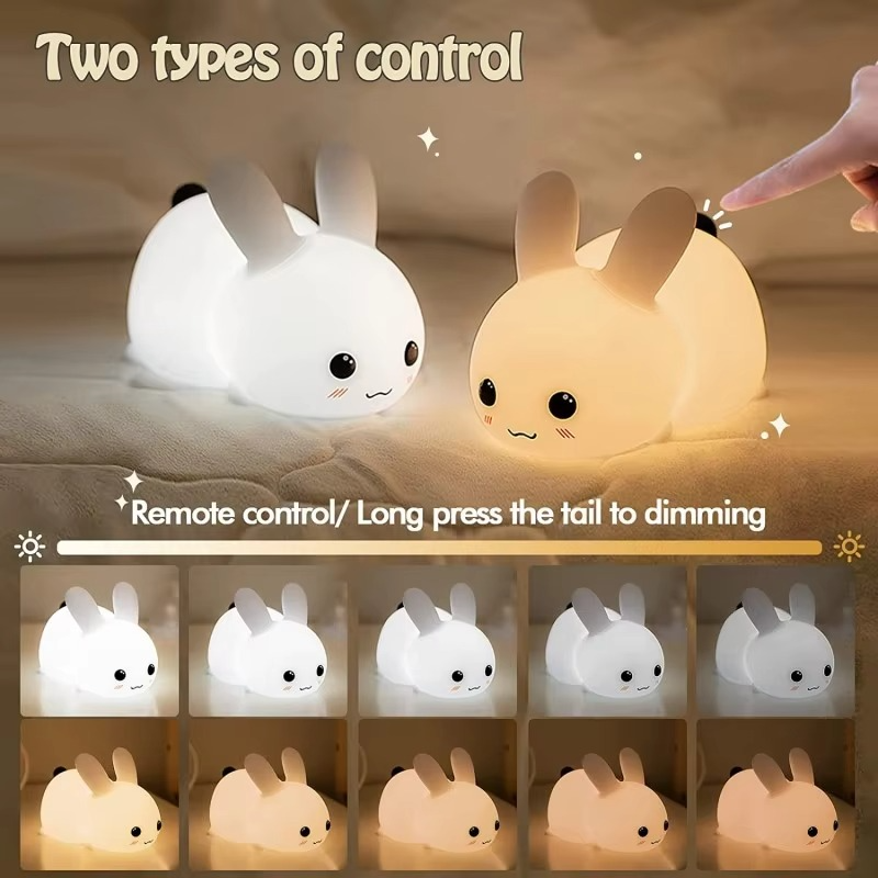Jade Rabbit Silicone LED Night Light with Touch Activation