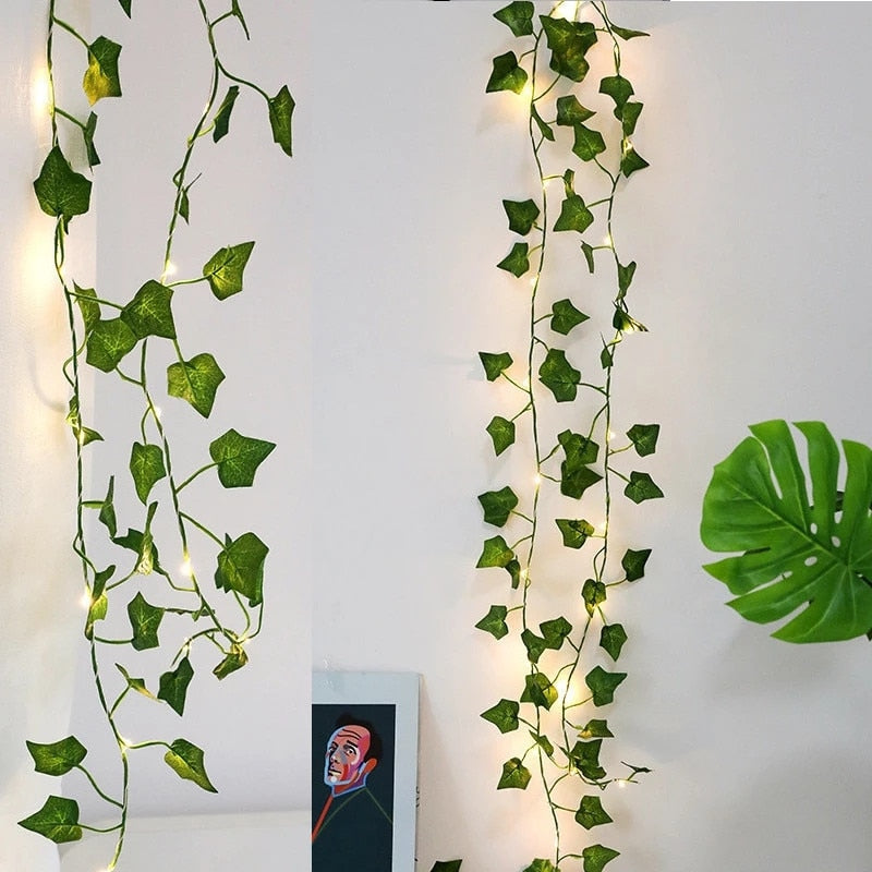 Garden Vine LED String Lights with Leaf Garland Design