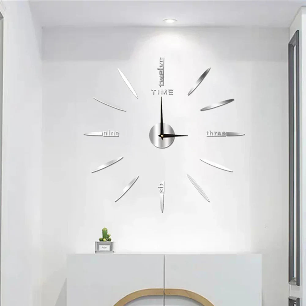 Large Modern Acrylic Mirror Wall Clock