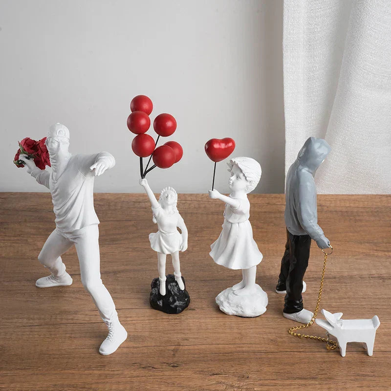 Banksy Inspired Flower Thrower Sculpture