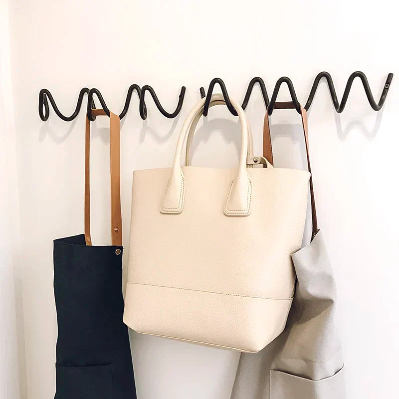Wall-Mounted Metal Scribble Coat Rack in Black or White