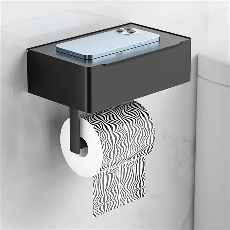 Elegant Metal Toilet Paper Holder in Black or Silver
