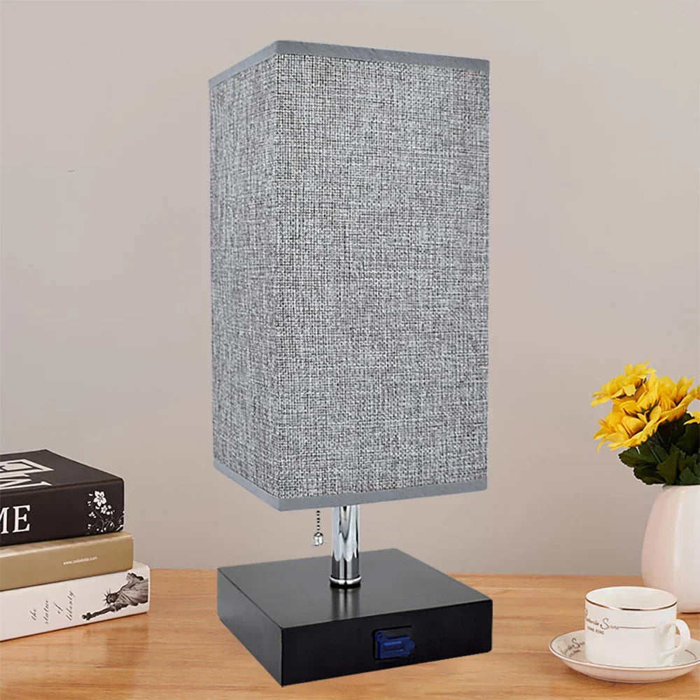 USB Charging Night Light with Gray Fabric Finish